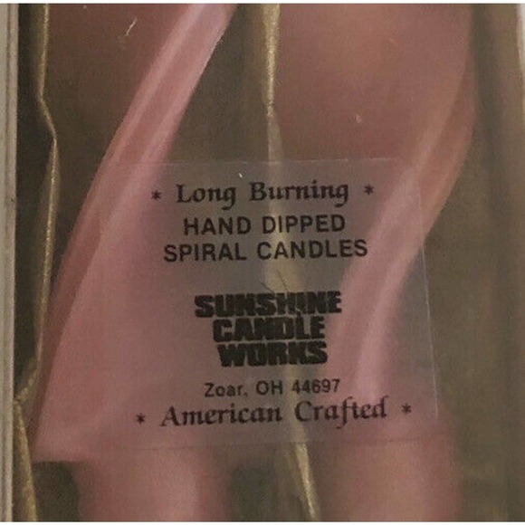 Sunshine Candleworks Pink Hand Dipped Spiral Candle Unscented Pack of 2 - Picture 4 of 4